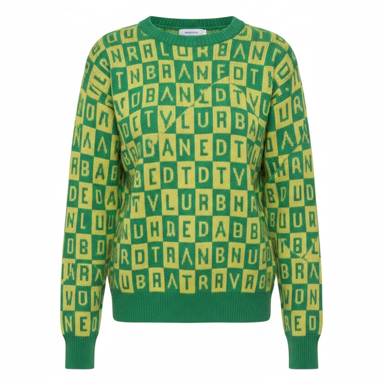 بافت حروف انگلیسی سبز و زرد مناسب پاییز و زمستان دخترانه و پسرانه