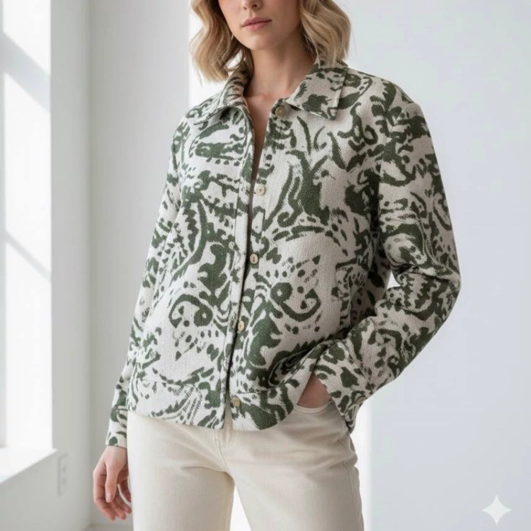 شومیز کت سبز طرحدار زنانه مجلسی