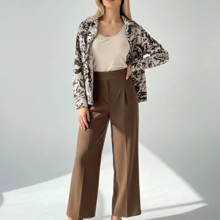 کت قهوه ای باکسی کوتاه شکلاتی