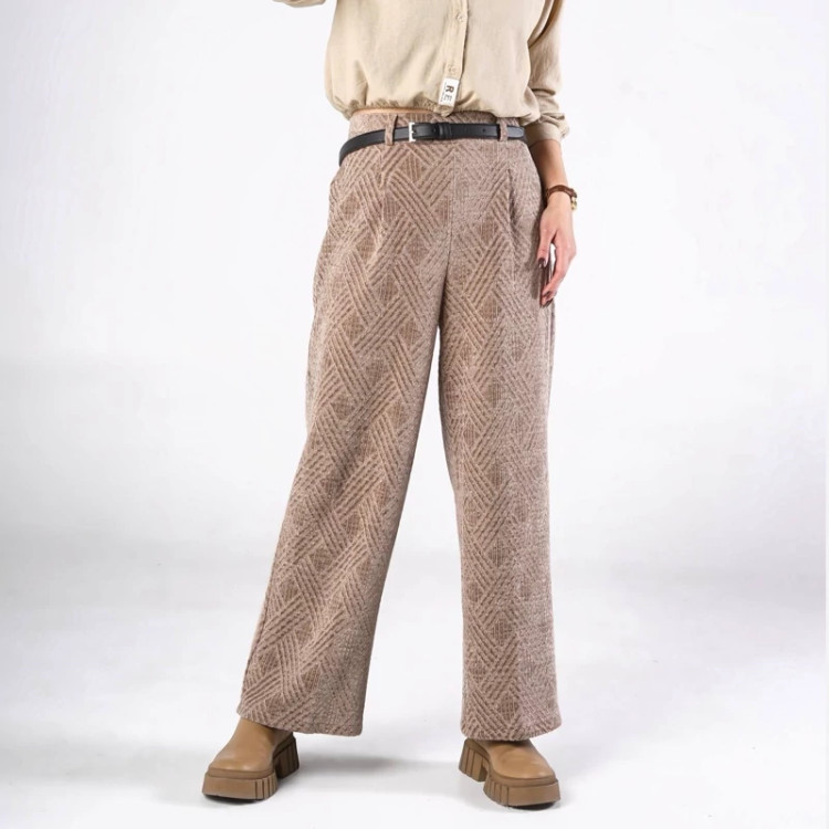 شلوار مخمل جناقی کرم نسکافه ای