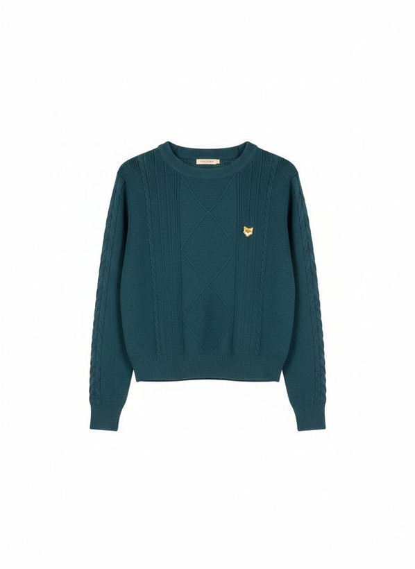 بلوز بافت آستین بلند کله غازی آبی بسیار گرم و لطیف