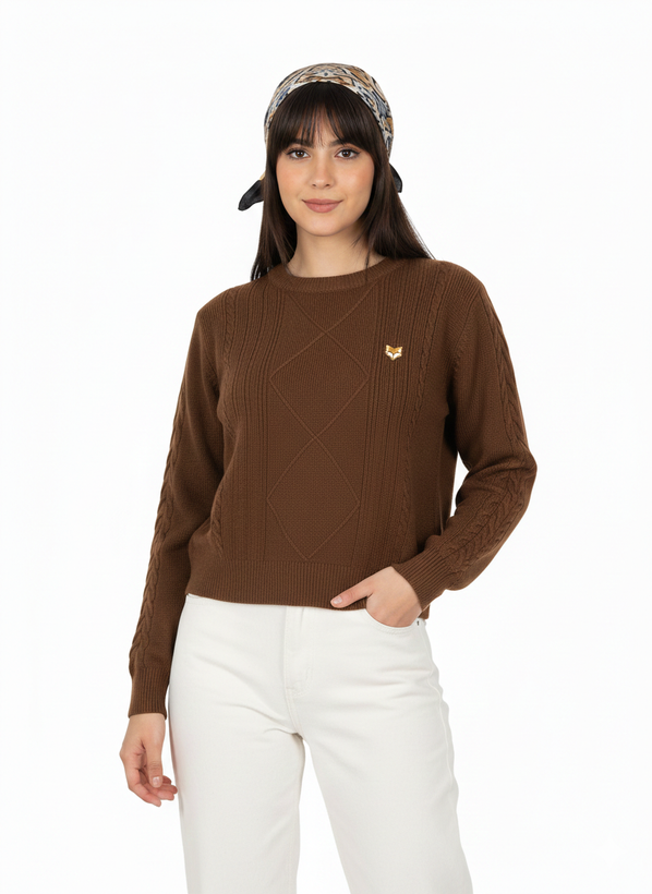 بافت قهوه ای آستین بلند زنانه