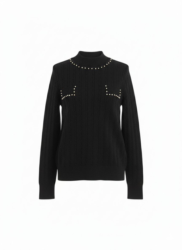 بافت مشکی مرواریدی وارداتی آستین بلند