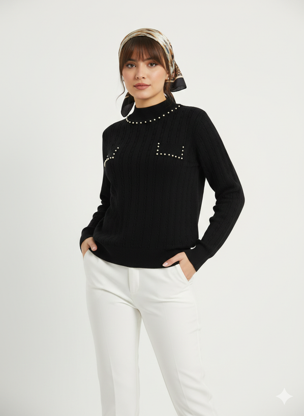 بلوز آستین بلند جنس بافت لطیف و راحت برای زیر کت