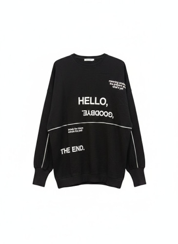 لانگ آستین بلند نخ پنبه مشکی با چاپ انگلیسی