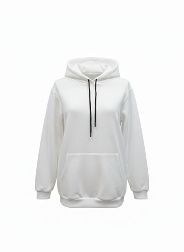 هودی سفید ساده مردانه داخل کرک کلاه دار