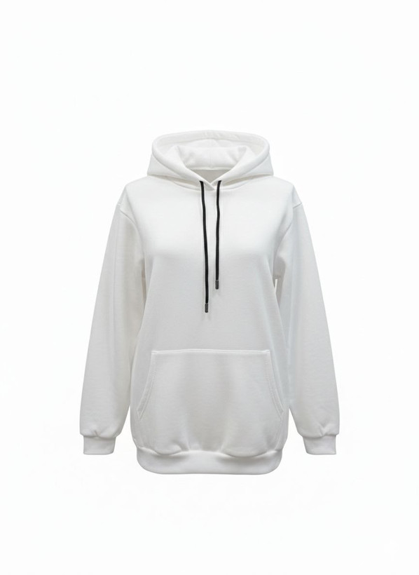 هودی سفید ساده مردانه داخل کرک کلاه دار