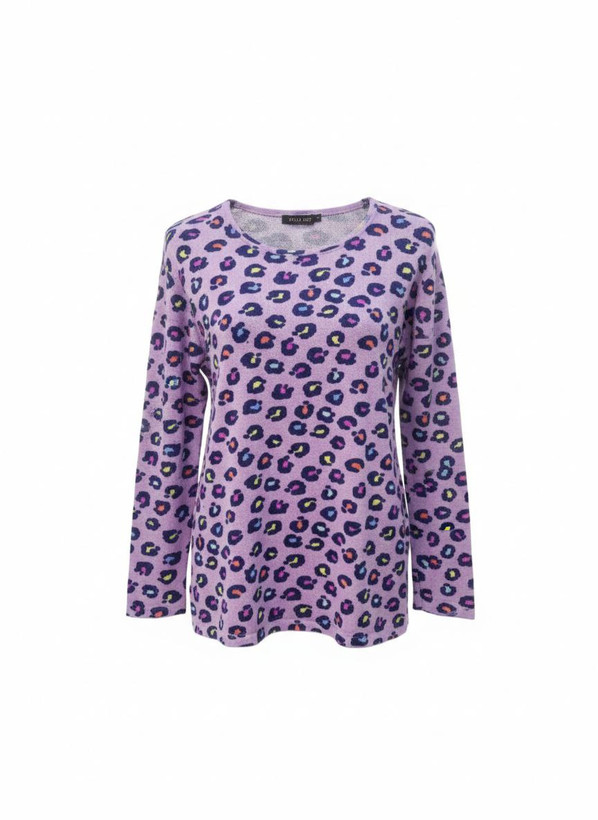 آستین بلند پلنگی بنفش جنس موهر