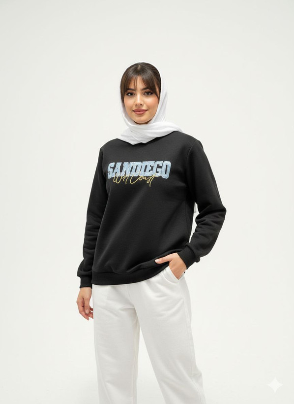 دورس آستین بلند مشکی گلدوزی شده زنانه