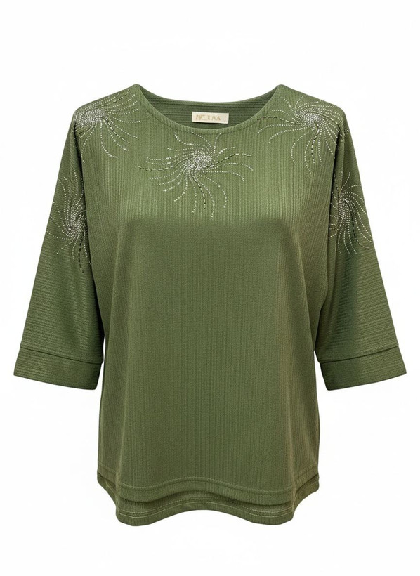 بلوز سبز پارچه کریشه نخی تابستانه و بهاه