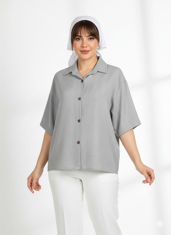 شومیز باکسی طوسی