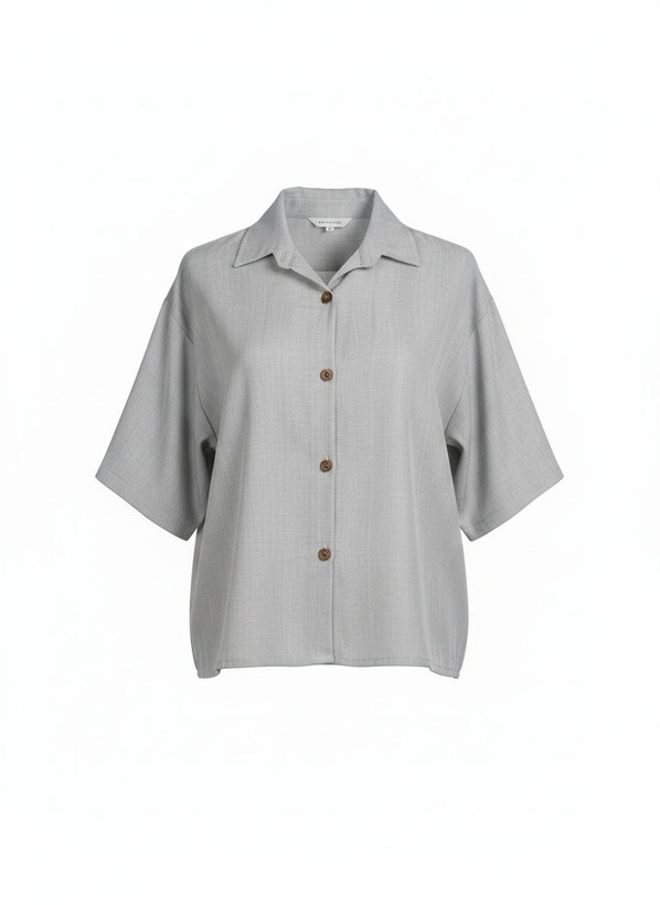 شومیز طوسی باکسی طوسی نخی تابستانه و بهاره