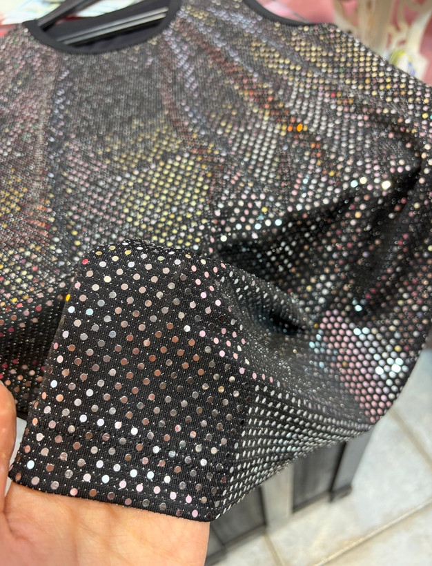 تاپ پولکی نقره ای مجلسی برای زیر کت زنانه