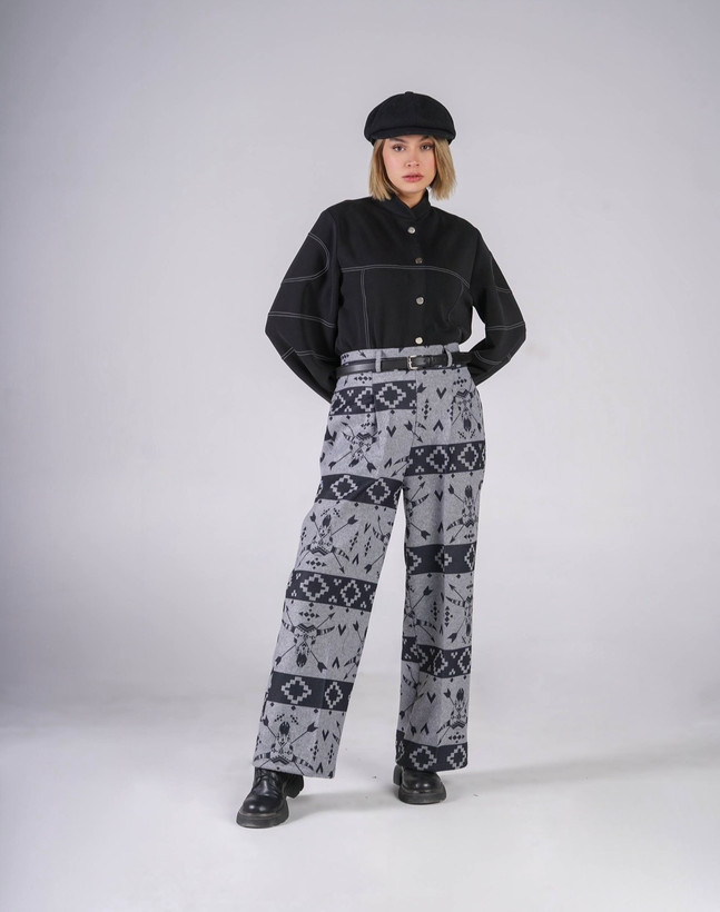 شلوار بگ پشت کش دار فری سایز طرحدار