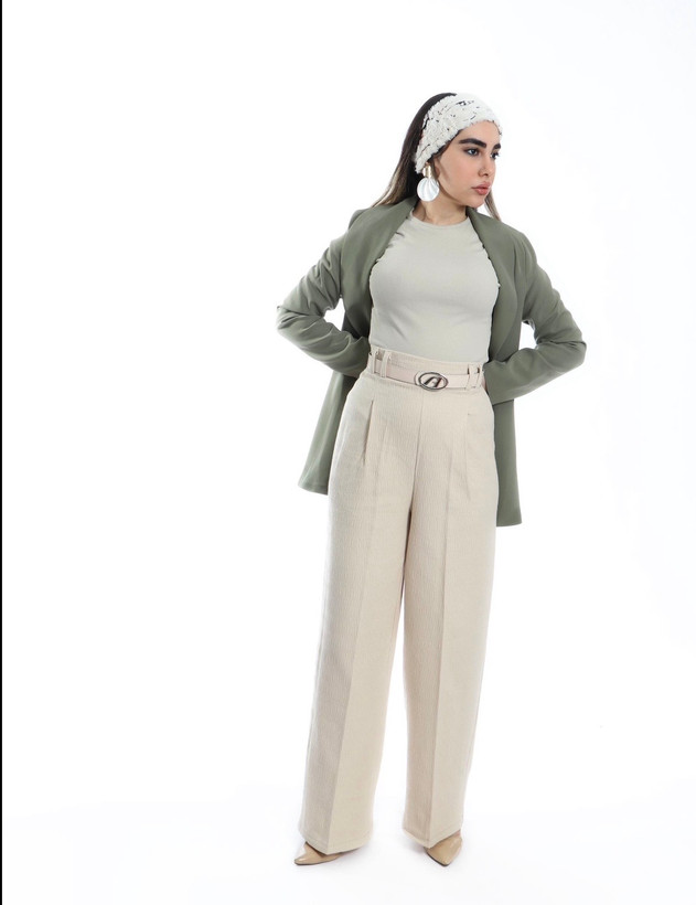 شلوار بگ مجلسی کرم کتان راین اسپرت سنتر