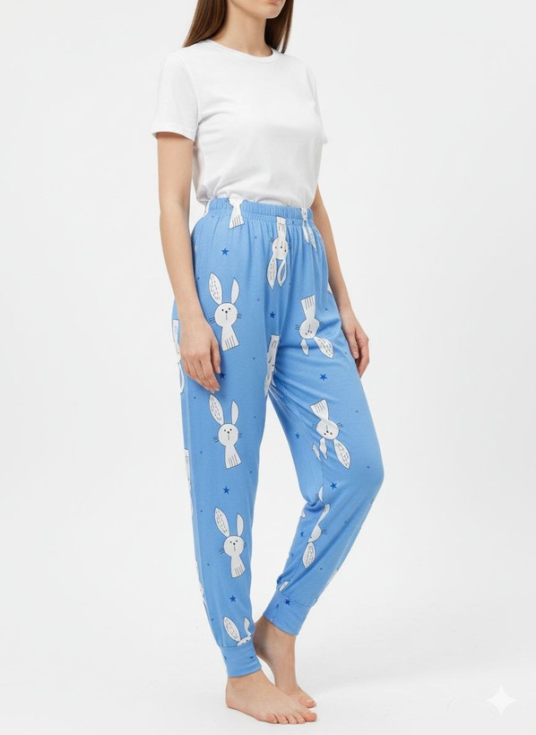 شلوار گیاهی leydi آبی طرحدار