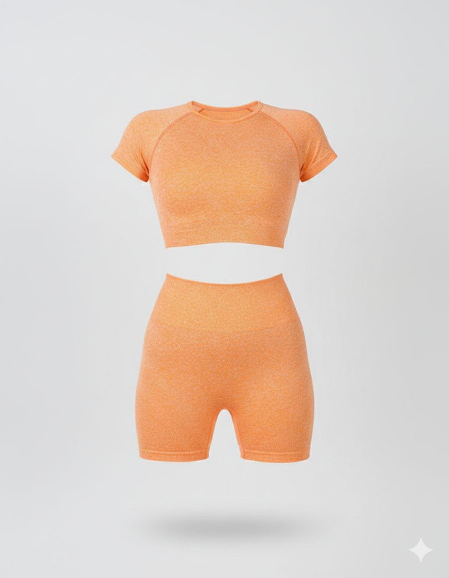 کراپ و شورتک نارنجی پاستیلی