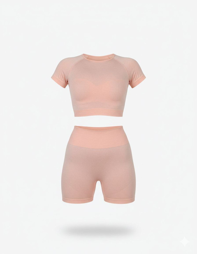 کراپ و شورتک آستین دار نارنجی روشن