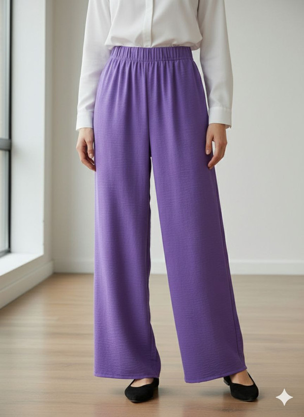 شلوار بنفش فری سایز ابر و بادی