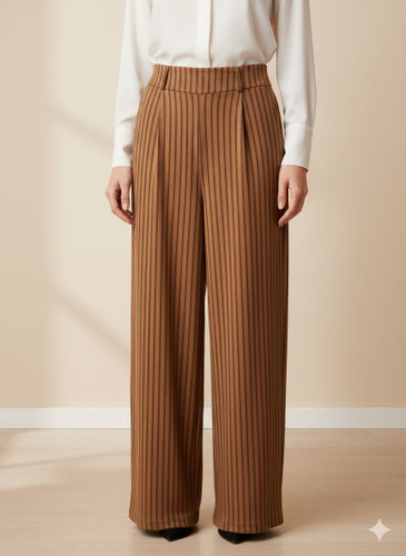 شلوار راه راه قهوه ای شکلاتی پشت کش