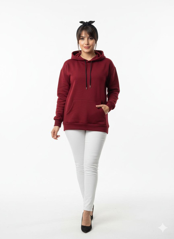 هودی زرشکی داخل کرک کلاه دار زنانه و مردانه