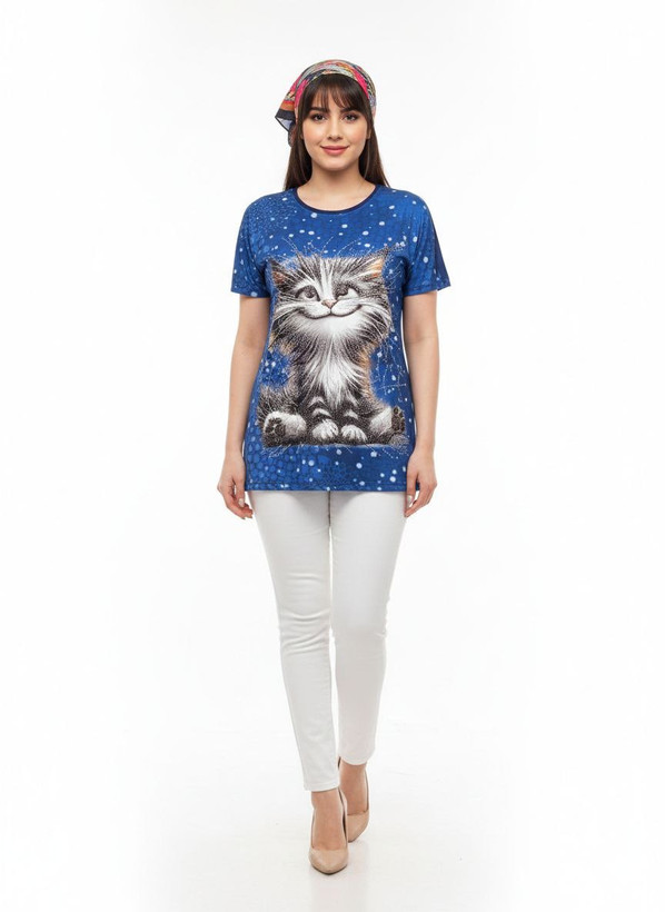 بلوز گربه نگین دار فلامنت HMK