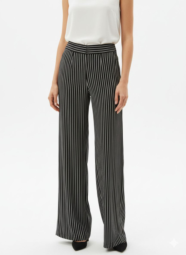 شلوار دیپلمات فری سایز مشکی سفید دانشجویی بگ