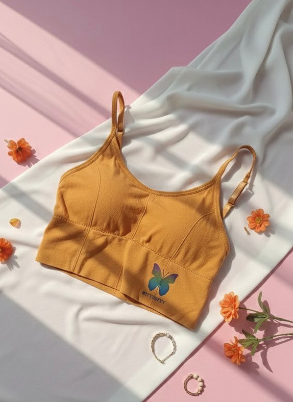 نیم تنه خردلی کش پهن با بند قابل تنظیم و پارچه لطیف برای استفاده روزمره