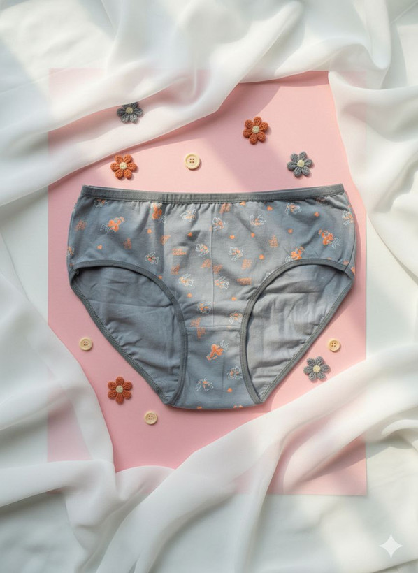 شورت طوسی چاپدار فاق متوسط زنانه و دخترانه