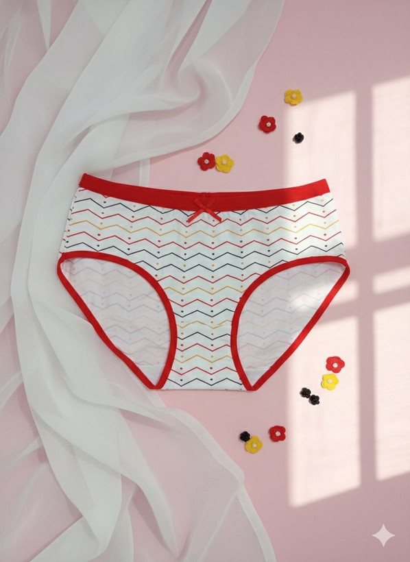 شورت سفید و قرمز قلبی نخ پنبه فاق کوتاه