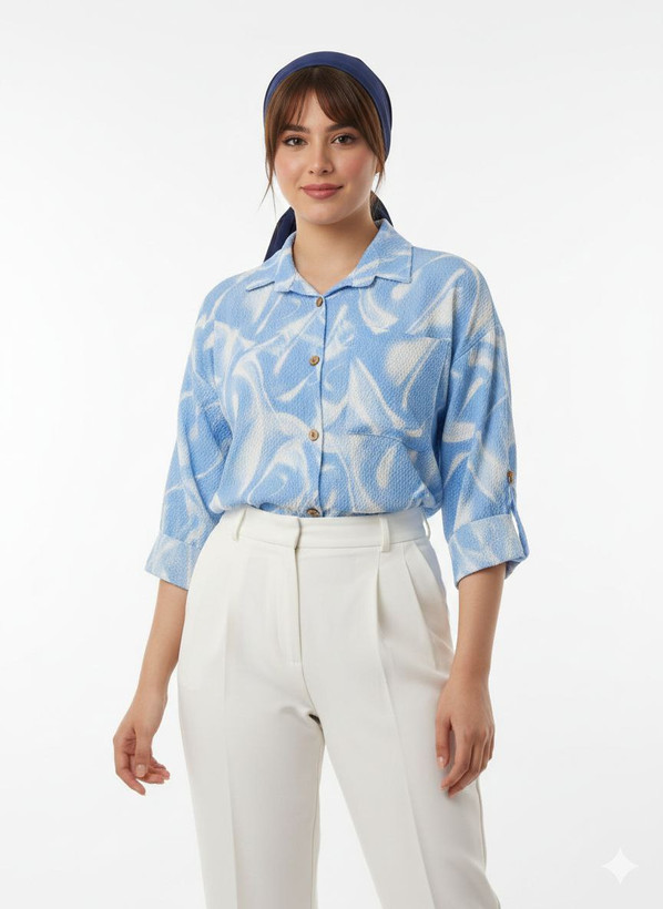 شومیز دخترانه آبی آسمان