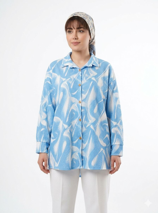 شومیز آبی مناسب عید آبرنگی