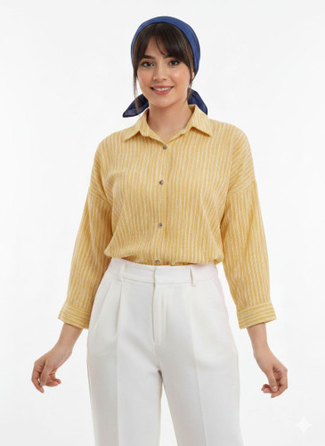 شومیز زرد کره ای با رنگ پاستیلی مناسب عید قیمت منصفانه