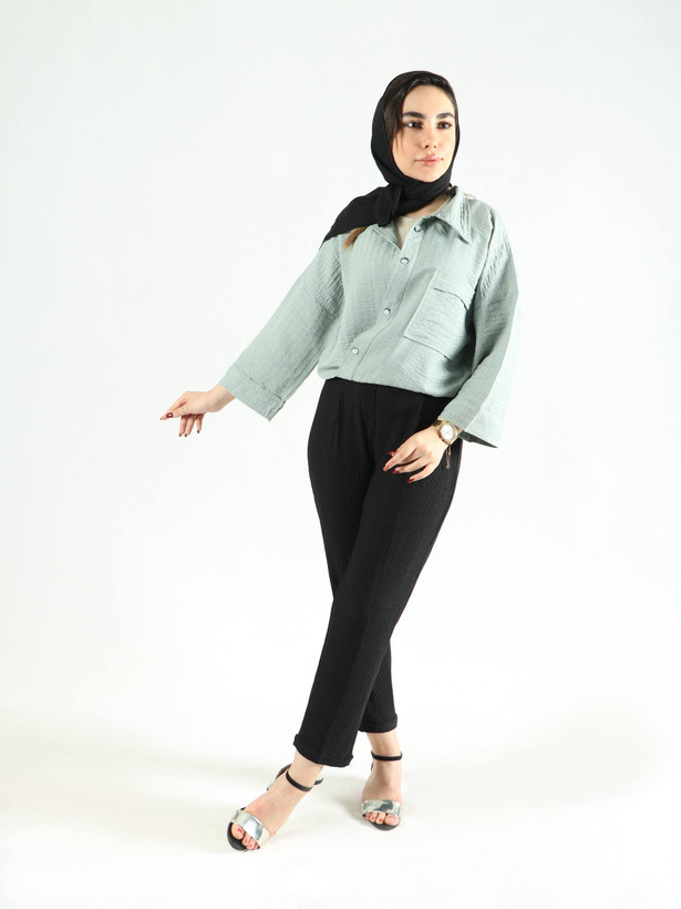 شلوار مجلسی مشکی مام فیت زنانه و دخترانه