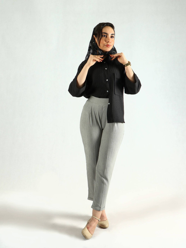 شلوار نخی چروک خنک و سبک پشت کش دار