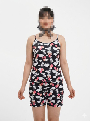 تاپ بندی و شورتک دخترانه جنس گیاهی طرح فانتزی