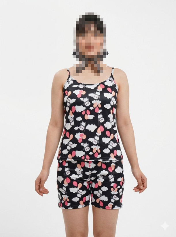 تاپ بندی و شورتک دخترانه جنس گیاهی طرح فانتزی