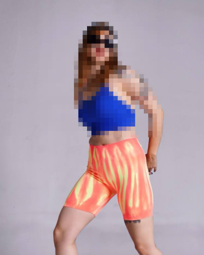 شورتک سیملس ورزشی طرح آبرنگی نارنجی جیغ