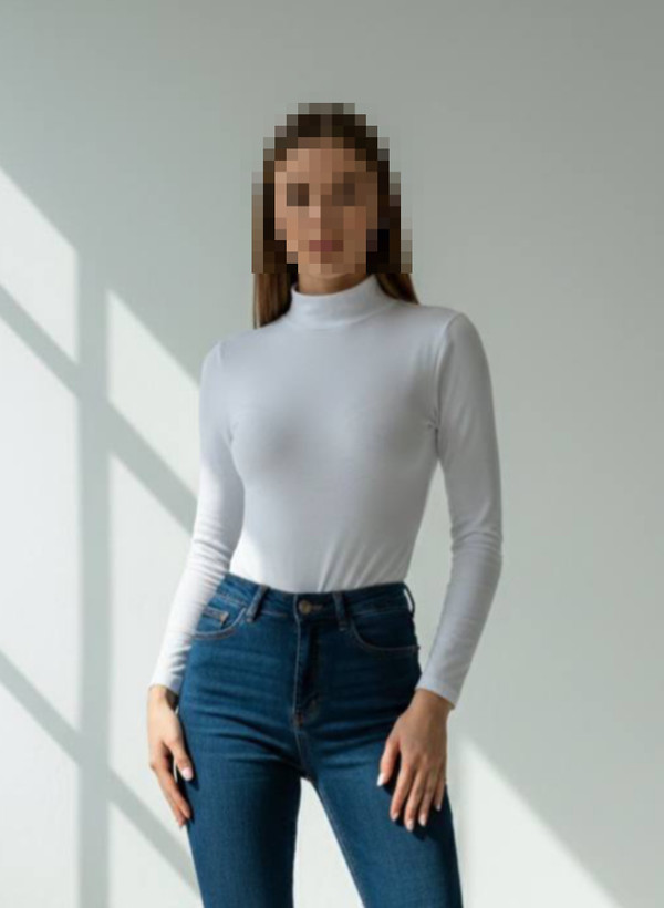بادی سفید استین بلند زنانه جنس نخ پنبه