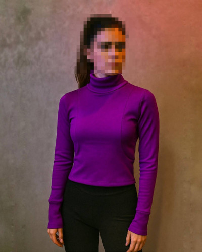 کراپ کبریتی فینگر دار آستین بلند یقه اسکی دخترانه