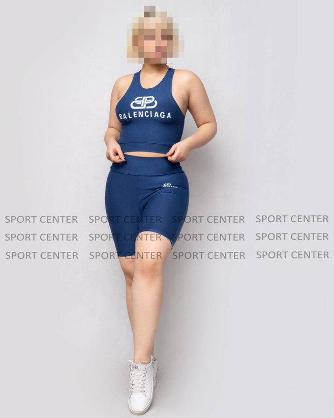 کراپ و شورتک لاکرا آبی ورزشی