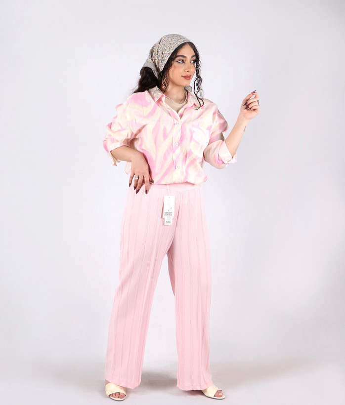 شلوار نخی صورتی