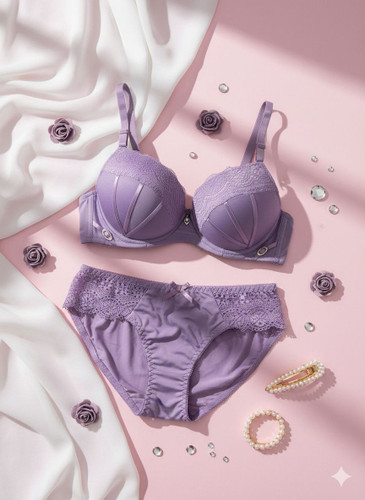 سوتین اسفنجی گیپور دار و ست شورت