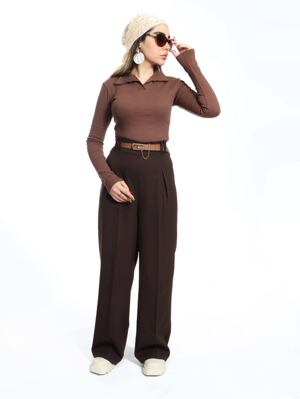 شلوار بگ قهوه ای مازراتی درجه بک