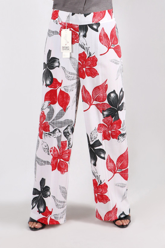 شلوار طرح گل ایتالیایی قرمز