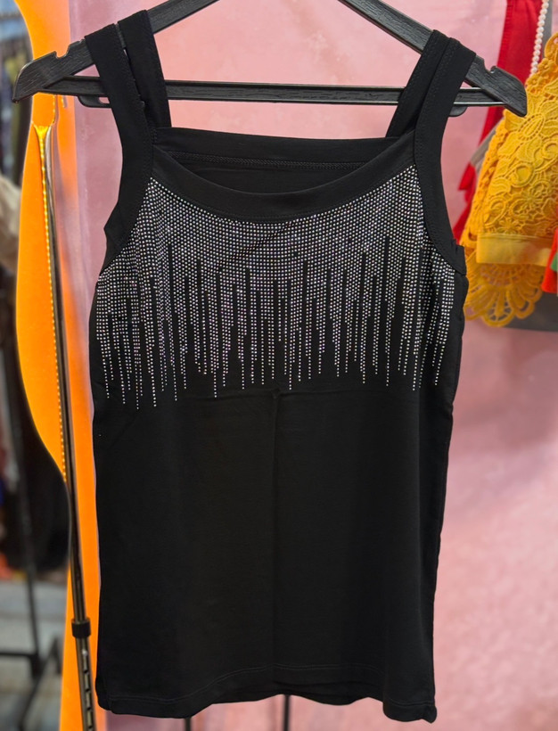 تاپ دو بنده نگین دار ویسکوز سفید