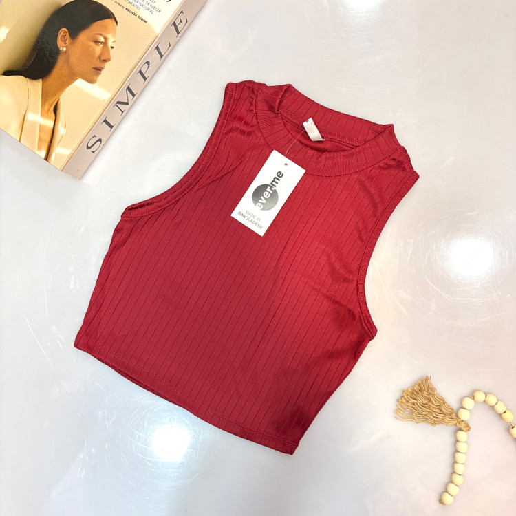 تاپ رکابی بنگلادشی زرشکی دخترانه طرح کبریتی درشت