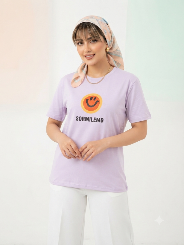 تیشرت یاسی دخترانه سبک و راحت