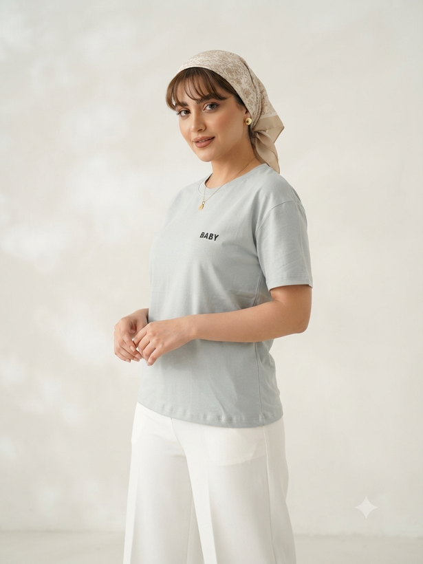 تیشرت چینی طوسی درجه یک