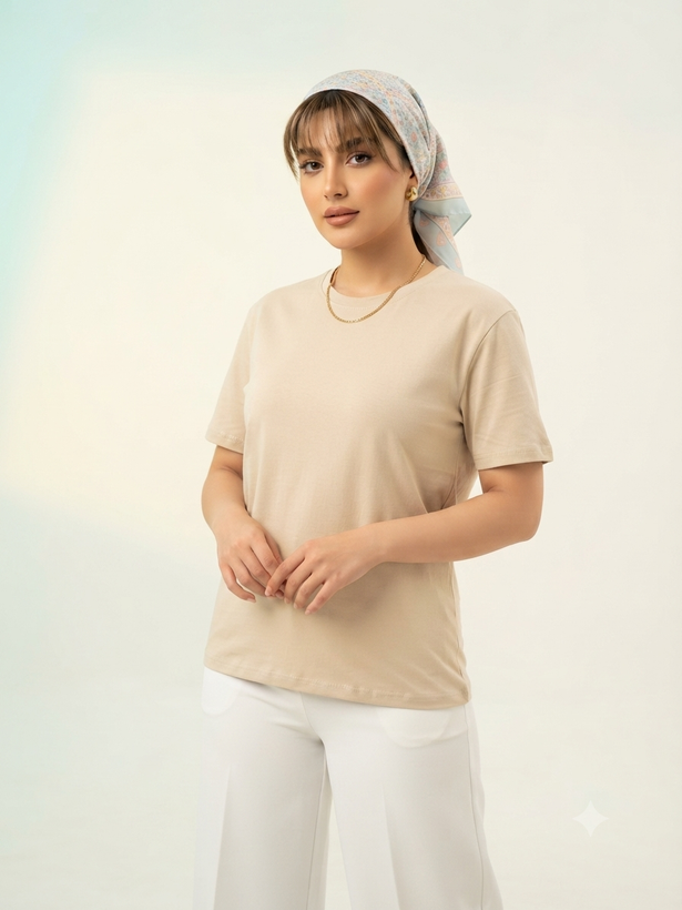 تیشرت ساده کرم